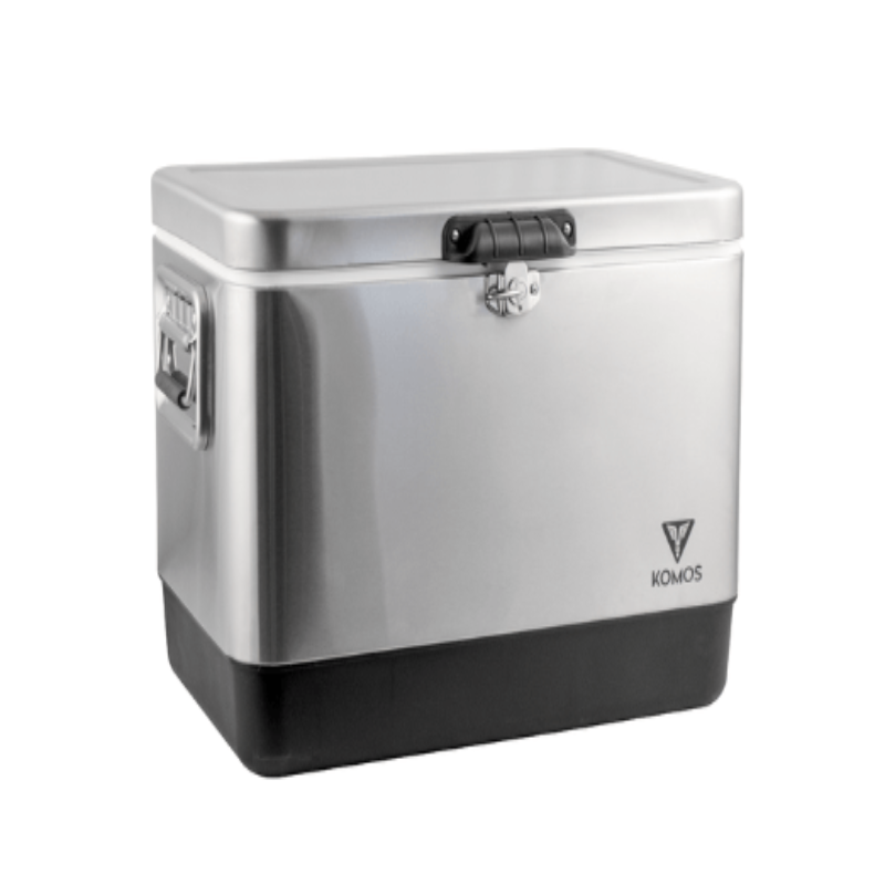 KOMOS 51L Stainless Steel Cooler Box - front view