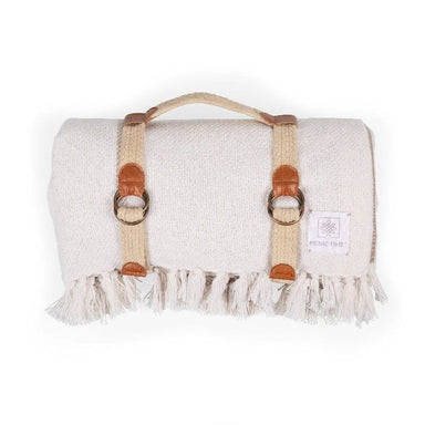 Picnic Time Montecito Picnic Blanket with Harness  - blanket rolled up in harness