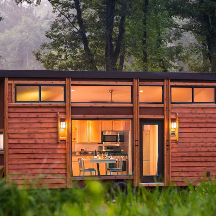 tiny home with view into kitchen