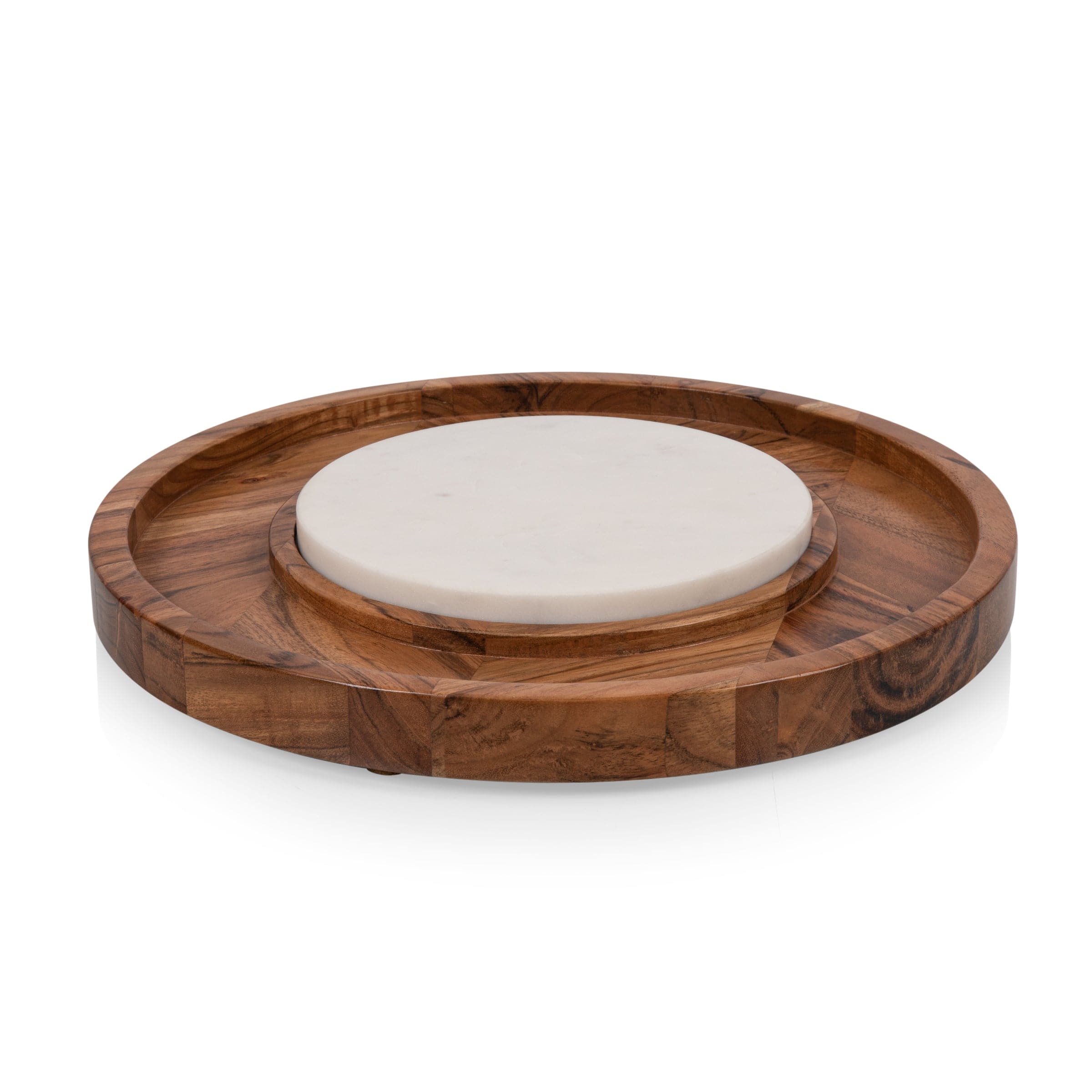 Toscana Isla Serving Platter with Marble Cheeseboard Insert - view of wood board and marble insert