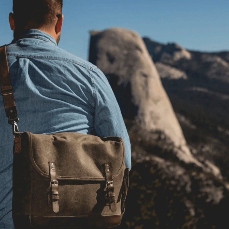 ADVENTURE WINE TOTE-with man carrying tote over his shoulder