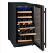 Allavino 15" Wide FlexCount II Tru-Vino 30 Bottle Single Zone Black Wine Refrigerator, RHH - front view with door open