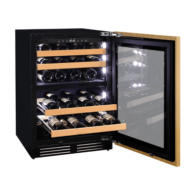 Allavino 24 Wide Dual Zone Panel Ready Wine Refrigerator - Open view of wine refrigerator