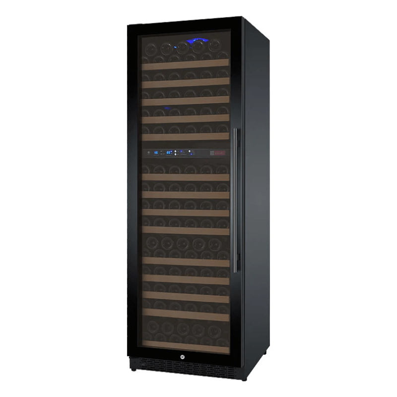 Allavino 24 Wide FlexCount II Tru-Vino 172 Bottle Dual Zone Black Left Hinge Wine Refrigerator - Front view of wine refrigerator