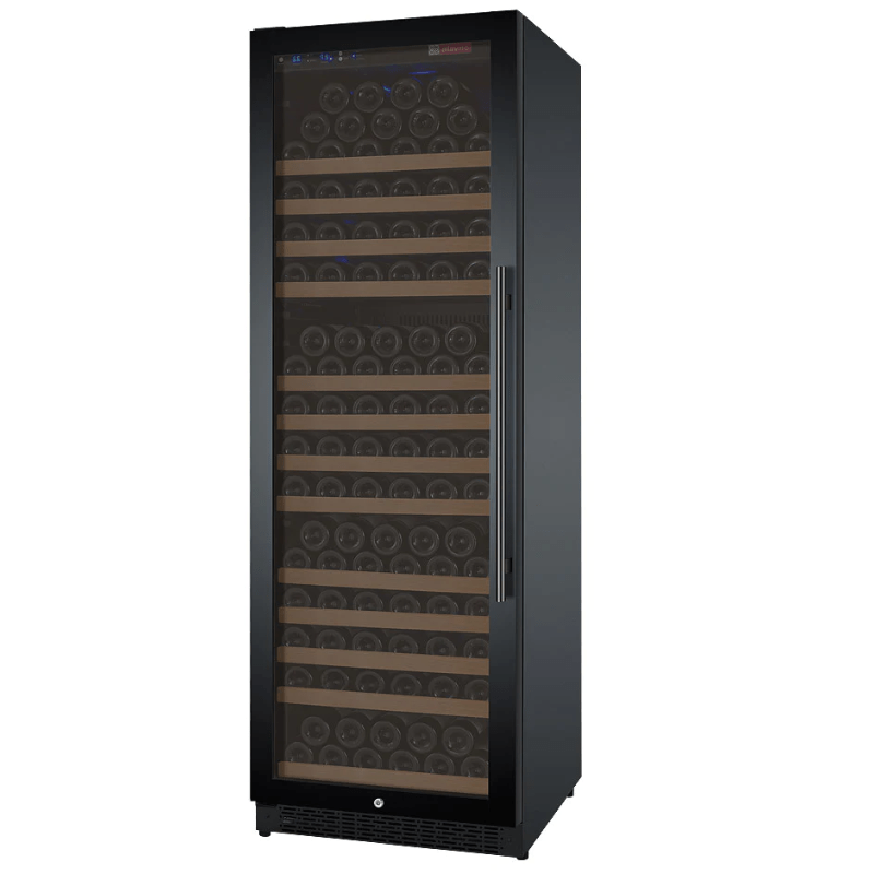 Allavino 24 Wide FlexCount II Tru-Vino 177 Bottle Single Zone Black Left Hinge Wine Refrigerator - Front view of wine refrigerator