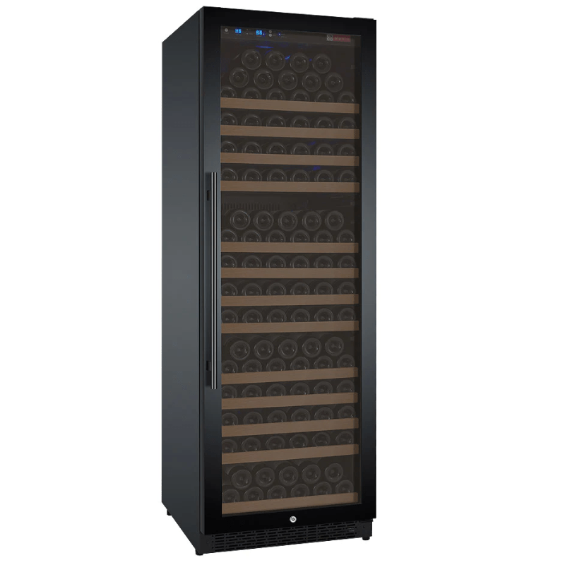 Allavino 24 Wide FlexCount II Tru-Vino 177 Bottle Single Zone Black Right Hinge Wine Refrigerator - Front view of wine refrigerator