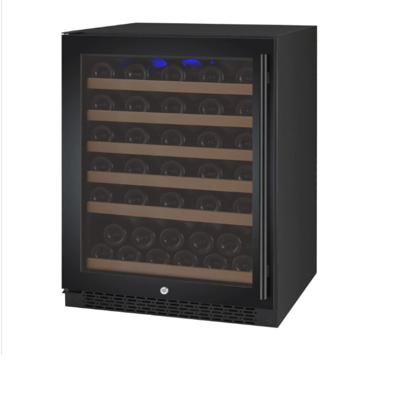 Allavino 24" Wide FlexCount II Tru-Vino 56 Bottle Single Zone Black Left Hinge Wine Refrigerator - front view