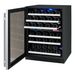 Allavino 24 Wide FlexCount II Tru Vino 56 Bottle Dual Zone Stainless Steel Left Hinge Wine Refrigerator - Open view of wine refrigerator