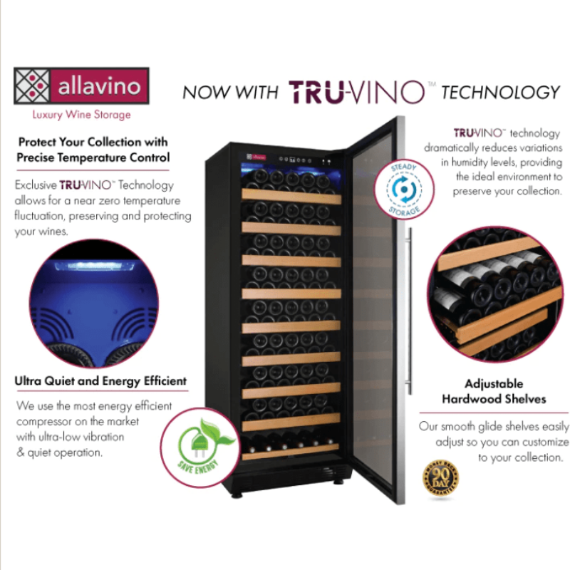 Allavino 24" Wide Vite II 99 Bottle Black Single Zone Wine Refrigerator - Tru-Vino technology