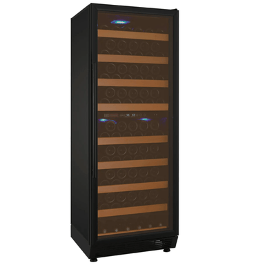 Allavino 24 Wide Vite II Tru-Vino 99 Bottle Dual Zone Black Right Hinge Wine Refrigerator - Front view of wine refrigerator