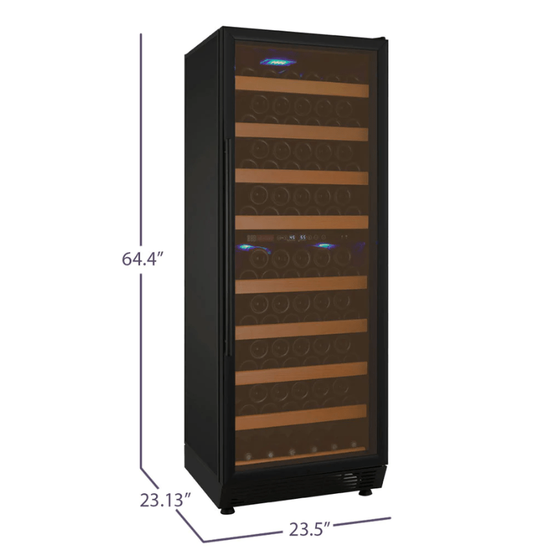 Allavino 24 Wide Vite II Tru-Vino 99 Bottle Dual Zone Black Right Hinge Wine Refrigerator - Dimensions of wine refrigerator