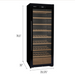 Allavino 29" Wide 248 Bottle Single Zone Black Glass Right Hinge Wine Refrigerator with Display Shelving - dimensions of wine fridge