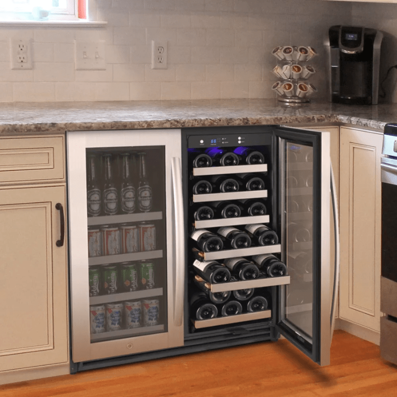 Allavino 30 Wide FlexCount II Tru-Vino 30 Bottle88 Can Dual Zone Stainless Steel Built-In Wine RefrigeratorBeverage Center - Perfect to put in the kitchen