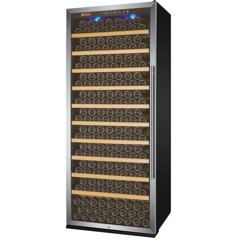 Allavino 32 Wide Vite II Tru-Vino 305 Bottle Single Zone Stainless Steel Left Hinge Wine Refrigerator - Front view of wine refrigerator