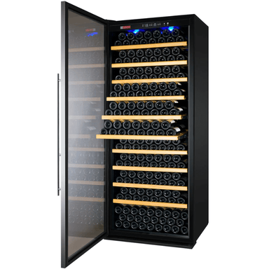 Allavino 32 Wide Vite II Tru-Vino 305 Bottle Single Zone Stainless Steel Left Hinge Wine Refrigerator - Open view of wine refrigerator