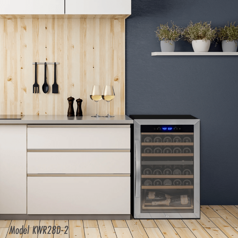 Allavino Cascina Series 28 Bottle Dual Zone Freestanding Wine Cooler Refrigerator with Stainless Steel Door - Perfect to put in the kitchen