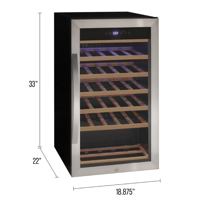 Allavino Cascina Series 33 Bottle Single Zone Freestanding Wine Refrigerator Cooler with Stainless Steel Door - Dimensions of wine refrigerator