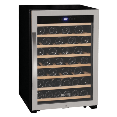 Allavino Cascina Series 50 Bottle Single Zone Freestanding Wine Refrigerator Cooler with Stainless Steel Door - Front view of wine refrigerator