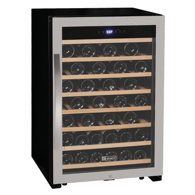 Allavino Cascina Series 55 Bottle Single Zone Freestanding Wine Refrigerator Cooler with Stainless Steel Door - Front view of wine refrigerator