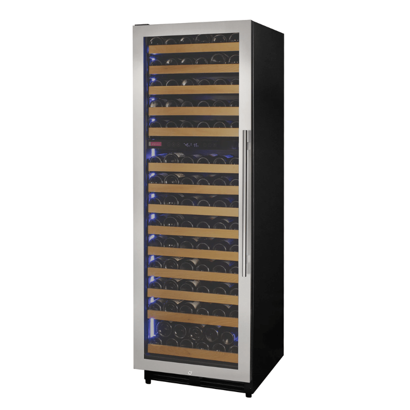 Allavino Reserva Series 154 Bottle 71 Tall Dual Zone Left Hinge Stainless Steel Wine Refrigerator - Front view of wine refrigerator