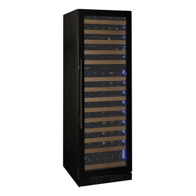 Allavino Reserva Series 154 Bottle 71 Tall Dual Zone Right Hinge Black Glass Door Wine Refrigerator - Front view of wine refrigerator