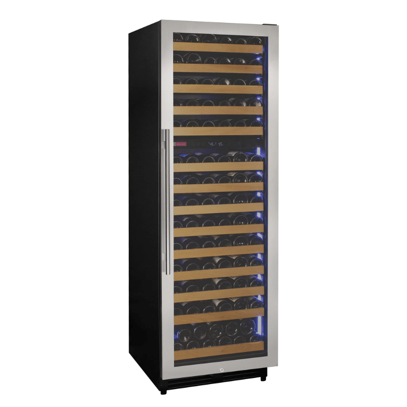 Allavino Reserva Series 154 Bottle 71 Tall Dual Zone Right Hinge Stainless Steel Wine Refrigerator - Front view of wine refrigerator