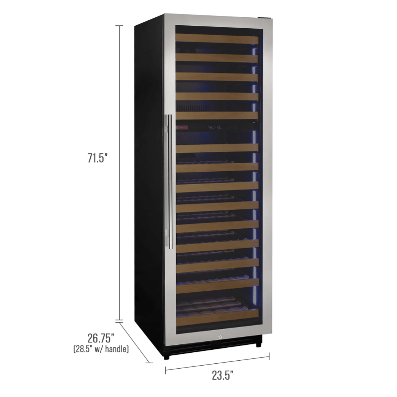 Allavino Reserva Series 154 Bottle 71 Tall Dual Zone Right Hinge Stainless Steel Wine Refrigerator - Dimensions of the wine refrigerator