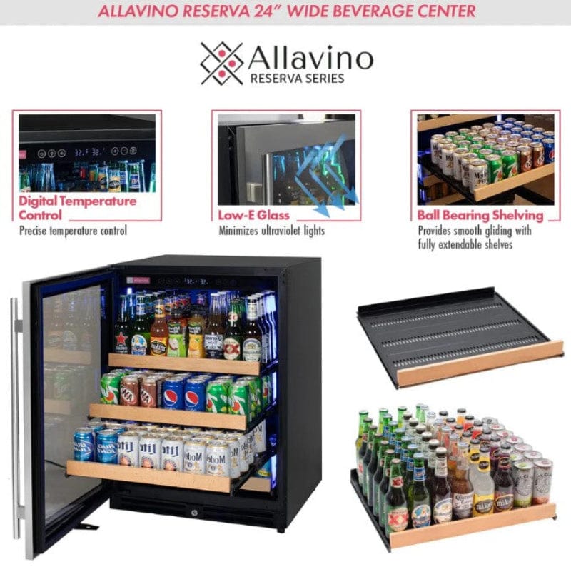 Allavino Reserva Series 24" Wide Stainless Steel Left Hinge Beverage Center - features