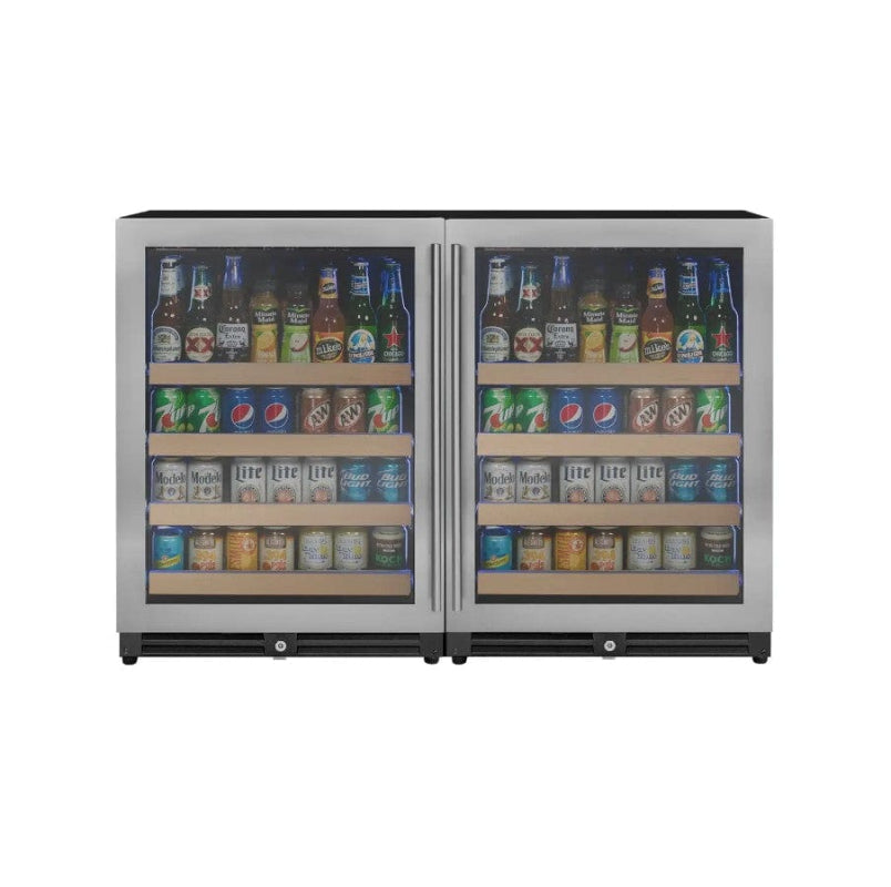 Allavino Reserva Series, Stainless Steel, Side-by-Side Beverage Center - door closed with drinks inside