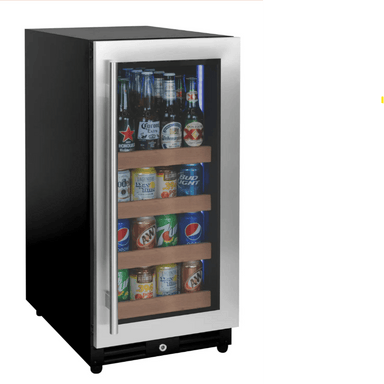 Small beverage refrigerator with drinks inside