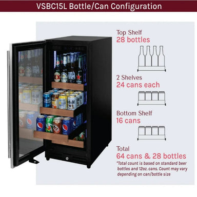 Allavino 15-Inch Reserva Series Stainless Steel Beverage Center with Tru-Vino Cooling and 8-Color LED Lighting