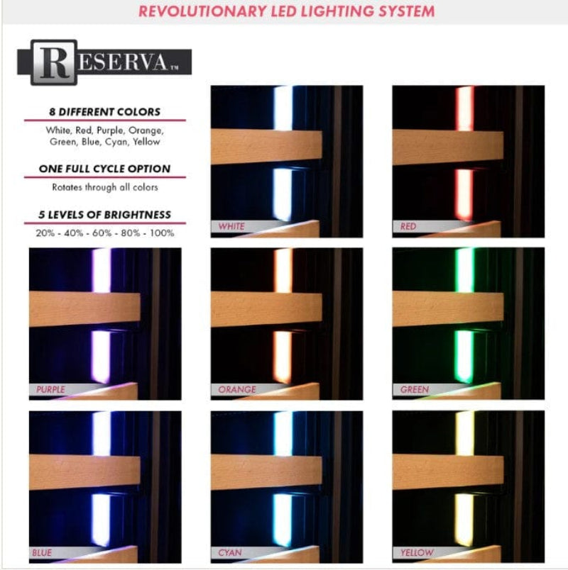 Allavino Reserva Series 24" Wide Reserva Series Stainless Steel Right Hinge Beverage Center - led light colors