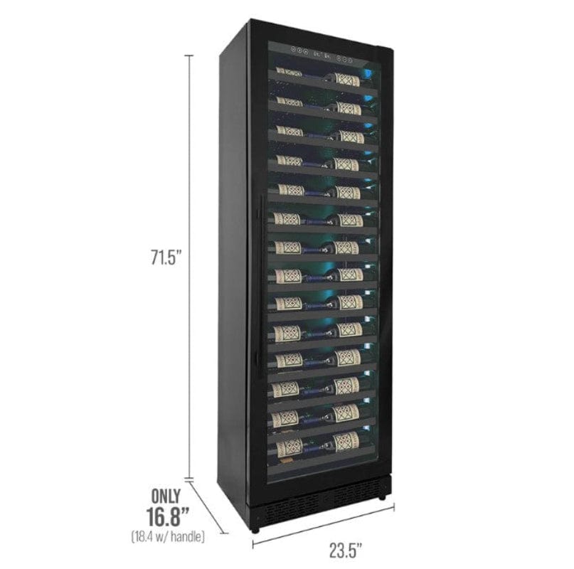 Allavino Reserva Series, 67 Bottle, 71" Tall, Single Zone Wine Refrigerator – Right Hinge, Black Glass Door, Console - dimensions