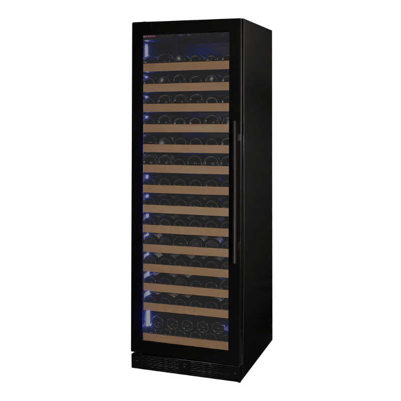 Allazino Reserva Series 163 Bottle 71 Tall Single Zone Left Hinge Black Glass Door Wine Refrigerato - Front view of wine refrigerator