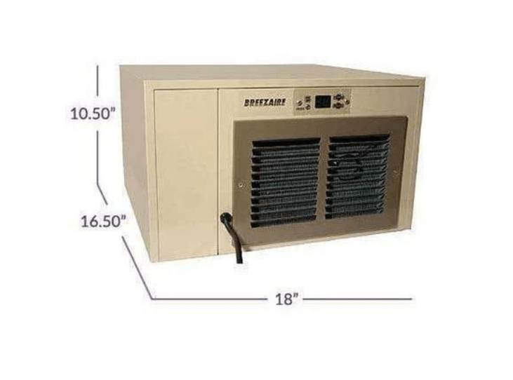 Breezaire WKCE 1060 Wine Cellar Cooling Unit - dimensions 