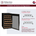 Allavino wine cooler with bottle configuration details on a white background