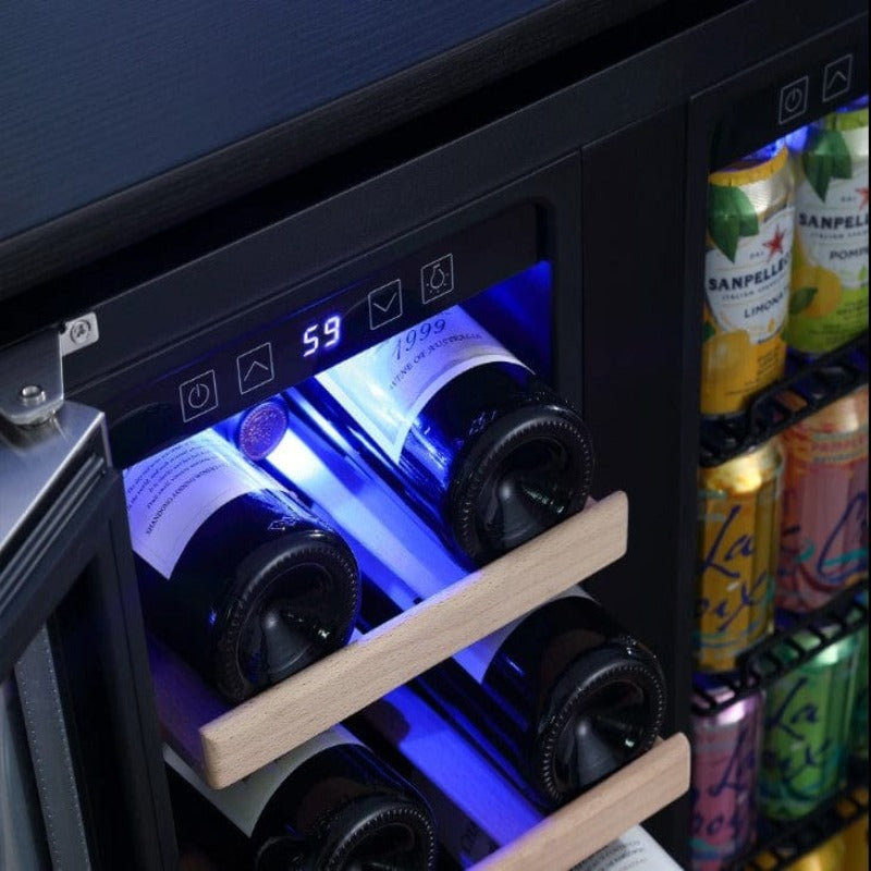 Empava 24" Dual Zone Wine and Beer Fridge Beverage Cooler  - led lighting and temperature control