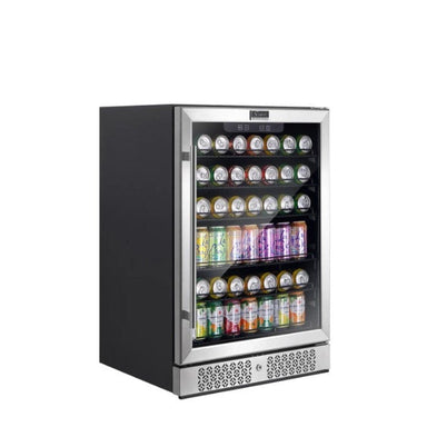 Empava 24 Inch Freestanding & Under Counter Beverage Fridge - front and side view