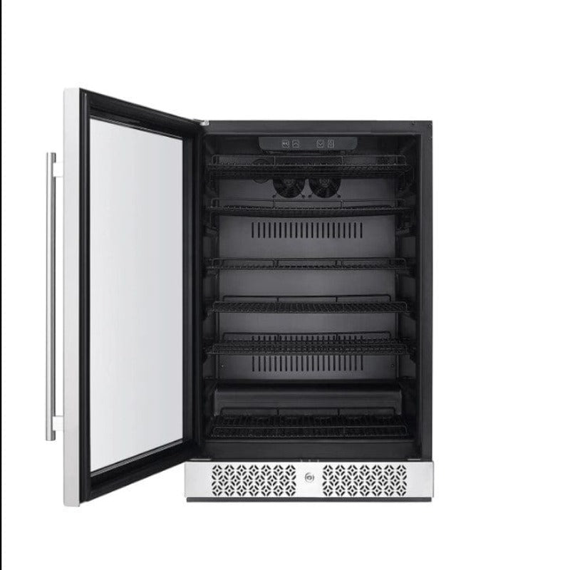 Empava 24 Inch Freestanding & Under Counter Beverage Fridge - door open, left hand hinge