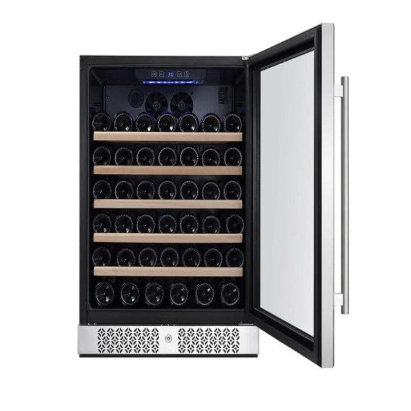 Empava 24 Inch Wine Cooler Wine Fridge 52 Bottles - door open right hand hinge