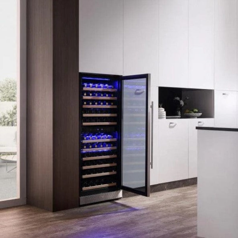 Empava Dual Zone Wine Cooler 116 Bottles 55" Tall Wine Fridge - built into kitchen wall cabinetry