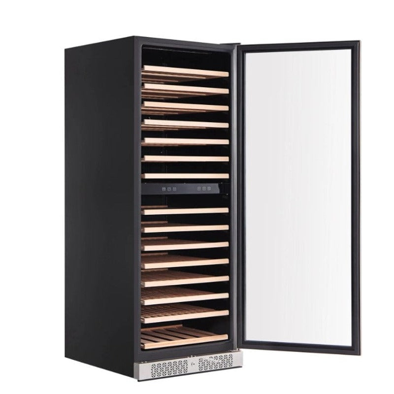 Empava Dual Zone Wine Cooler 160 Bottles 70" Tall Wine Fridge - door open, right hand hinge