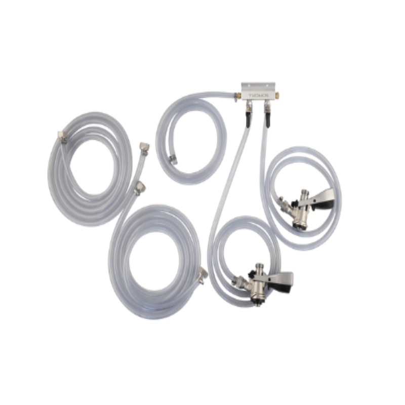 KOMOS Jockey Box Connection Kit - Sanke Coupler (2 Tap) - view of couples and tubing