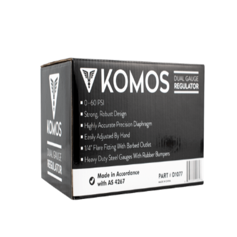 KOMOS Premium Dual Gauge CO2 Regulator - packaging