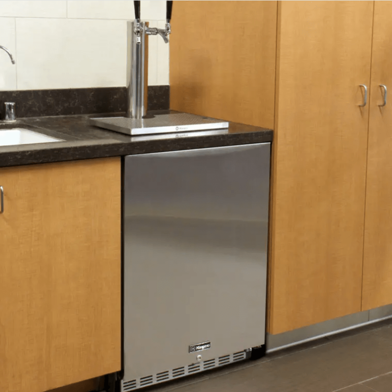 Kegco 24" Wide Dual Tap Stainless Steel Left Hinge Built-in ADA Kegerator with Kit - built in under counter