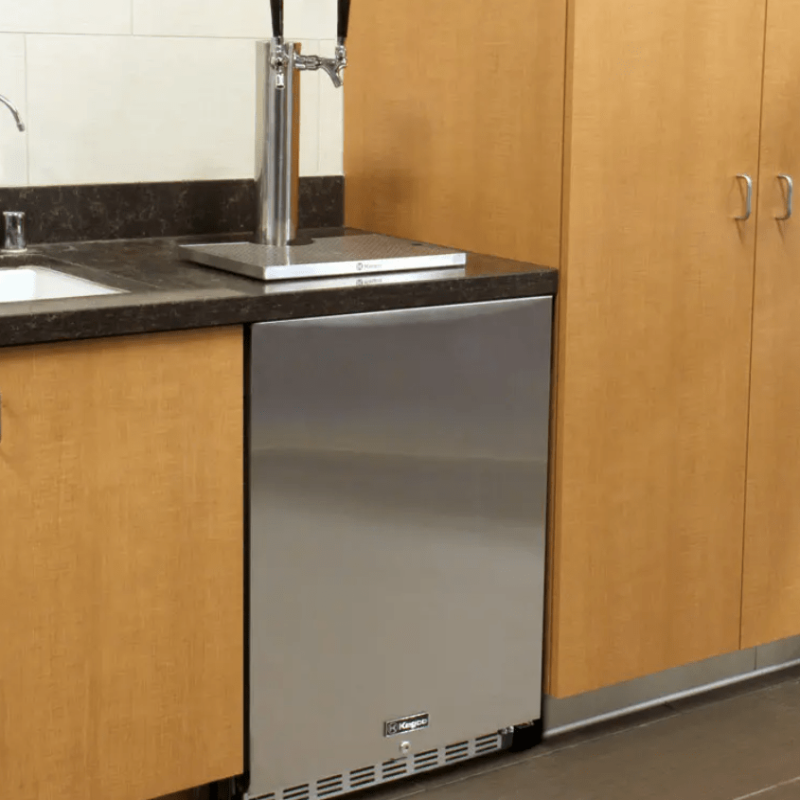 Kegco 24" Wide Dual Tap Stainless Steel Right Hinge Built-in ADA Kegerator with Kit - built into kitchen