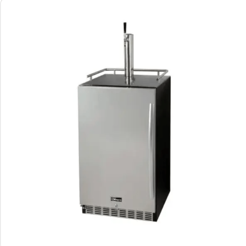 Kegco 24" Wide Single Tap Stainless Steel Built-In Left Hinge Kegerator with Kit - front view