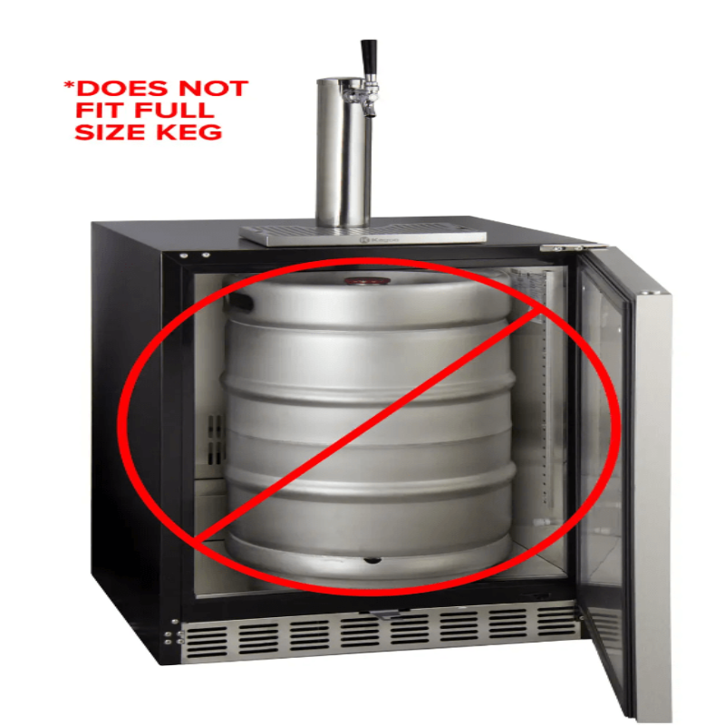 Kegco 24" Wide Single Tap Stainless Steel Built-In Right Hinge ADA Kegerator with Kit - does not fit full size kegs