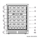 KingsBottle 24 Inch Under Counter LOW-E Glass Door Dual Zone Wine Cooler, BLK, LHH - diagram showing bottle count