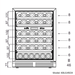 KingsBottle 24 Inch Under Counter LOW-E Glass Door Dual Zone Wine Cooler, SS, LHH - diagram of bottle count